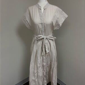 Banana Republic Cream Pinstripe Midi Shirt Dress